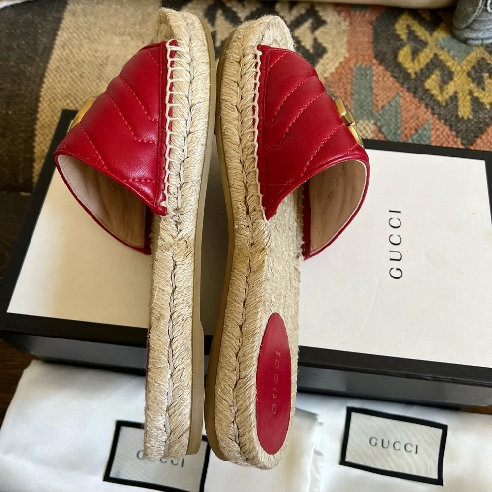 GUCCi Charlotte GG Marmont Nappa Leather Espadrilles Orig Box EU37 Worn Twice!
